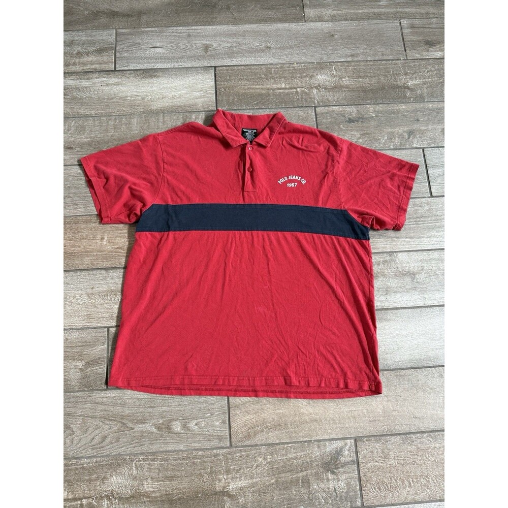 VTG Ralph Lauren Mens XXL Color Block Red Blue Made In USA Polo Jeans